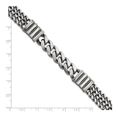 Men's Sterling Silver 13.25mm Double Curb Chain Bracelet – view 3