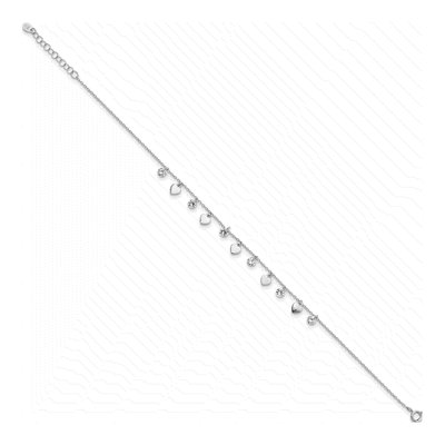 Sterling Silver CZ Heart Anklet | 8.75in +1in Ext – view 3