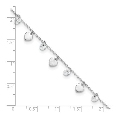Sterling Silver CZ Heart Anklet | 8.75in +1in Ext – view 5