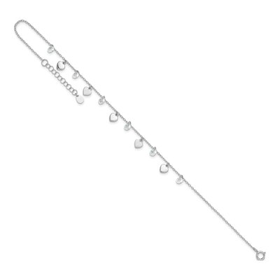 Sterling Silver CZ Heart Anklet | 8.75in +1in Ext – view 8
