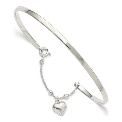 Sterling Silver Puffed Heart Anklet