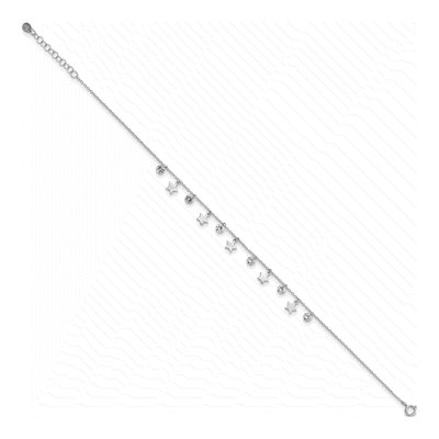 Sterling Silver CZ Star Anklet – view 3