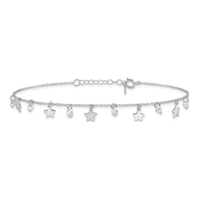 Sterling Silver CZ Star Anklet – view 4
