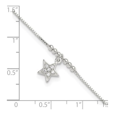 Sterling Silver CZ Star Anklet – view 4