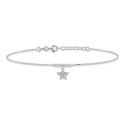 Sterling Silver CZ Star Anklet – view 5