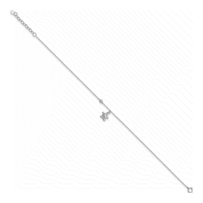 Sterling Silver CZ Turtle Anklet – view 3