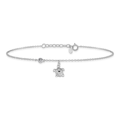 Sterling Silver CZ Turtle Anklet – view 4