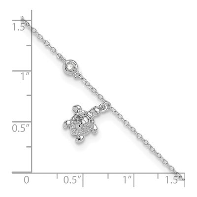 Sterling Silver CZ Turtle Anklet – view 5