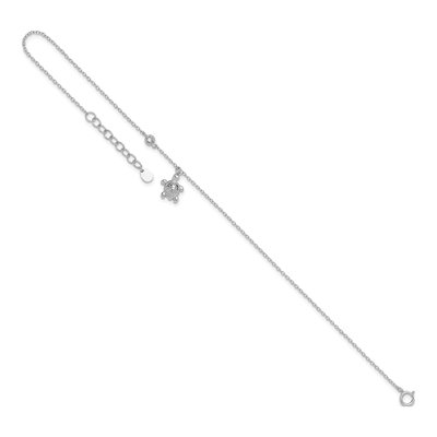 Sterling Silver CZ Turtle Anklet – view 6