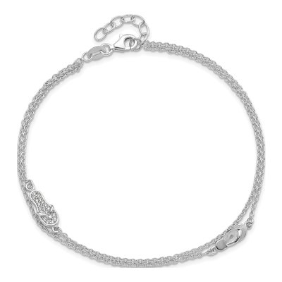 Sterling Silver CZ Flip Flop Anklet – view 6