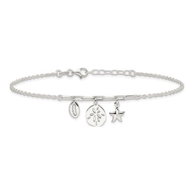 Sterling Silver Shell Starfish Anklet – view 4