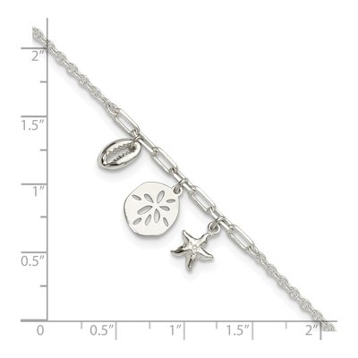 Sterling Silver Shell Starfish Anklet – view 5