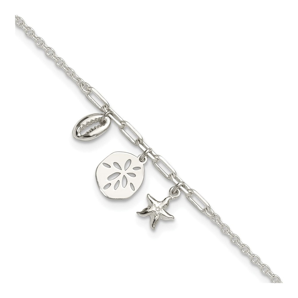 Sterling Silver Shell Starfish Anklet