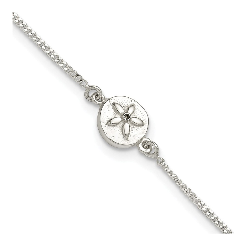Sterling Silver CZ Sand Dollar Anklet