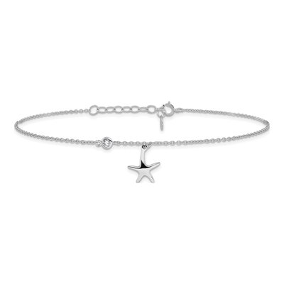 Sterling Silver CZ Starfish Anklet – view 4