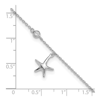 Sterling Silver CZ Starfish Anklet – view 5