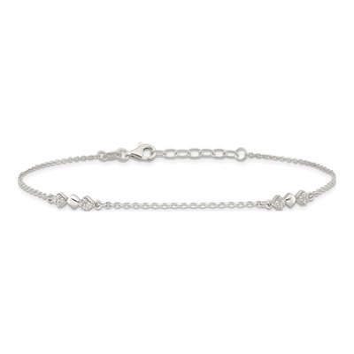 Sterling Silver CZ Station Anklet – view 4