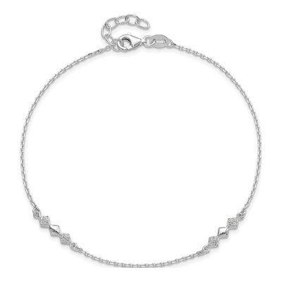 Sterling Silver CZ Station Anklet – view 6
