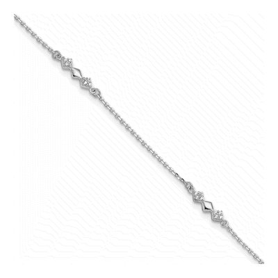 Sterling Silver CZ Station Anklet