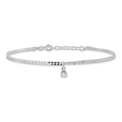Sterling Silver CZ Fancy Plus Total Anklet – view 4