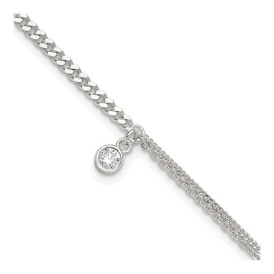 Sterling Silver CZ Fancy Plus Total Anklet