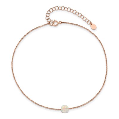 Rose Gold-Plated Sterling Silver Lab-Created Opal Plus Total Anklet – view 6