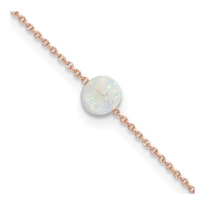 Rose Gold-Plated Sterling Silver Lab-Created Opal Plus Total Anklet