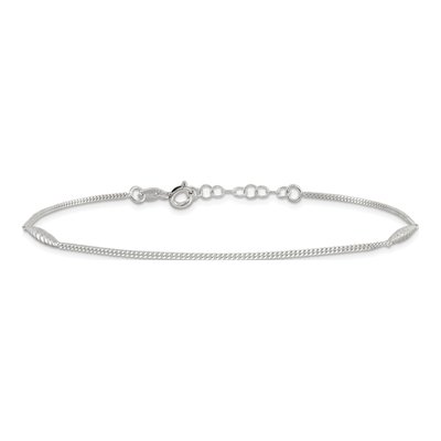 Sterling Silver Textured Bar Anklet – view 4