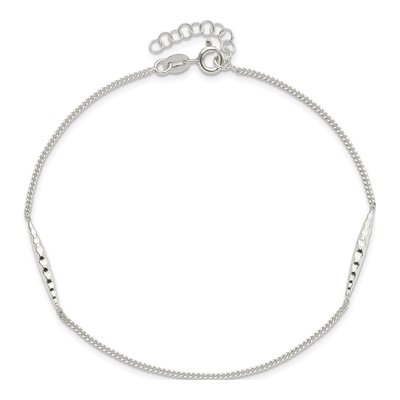 Sterling Silver Textured Bar Anklet – view 5