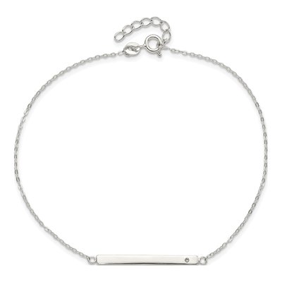 Sterling Silver Crystal Bar Anklet – view 6