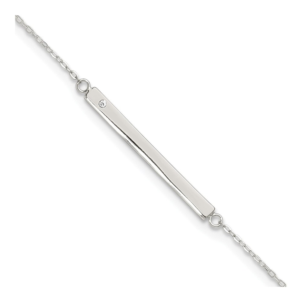 Sterling Silver Crystal Bar Anklet