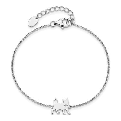 Sterling Silver Cat Heart Charm Bracelet – view 5