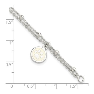Sterling Silver Heart Paw Print Bracelet – view 3