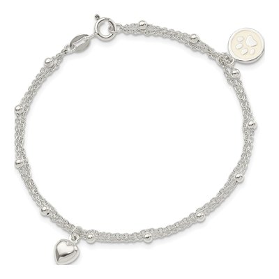 Sterling Silver Heart Paw Print Bracelet – view 4