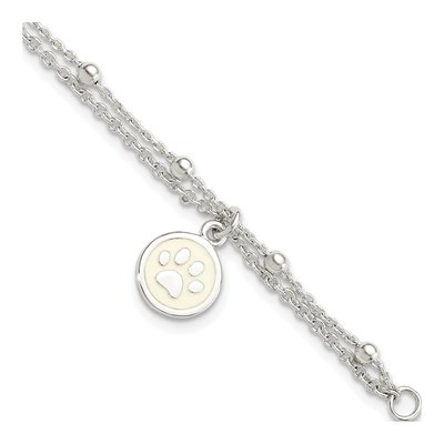 Sterling Silver Heart Paw Print Bracelet