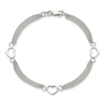 Sterling Silver Multi-Strand Heart Bracelet – view 4