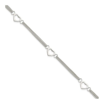 Sterling Silver Multi-Strand Heart Bracelet