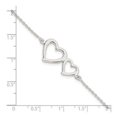Sterling Silver Two Hearts Bracelet – view 3