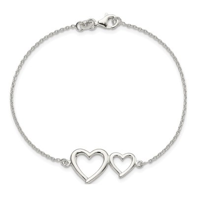 Sterling Silver Two Hearts Bracelet – view 4