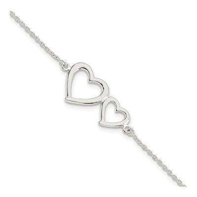 Sterling Silver Two Hearts Bracelet