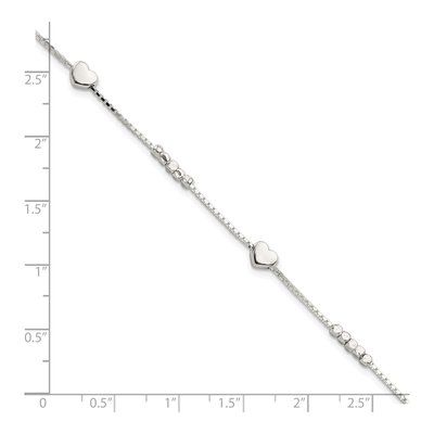 Sterling Silver Heart Station Bracelet – view 3