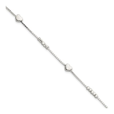 Sterling Silver Heart Station Bracelet