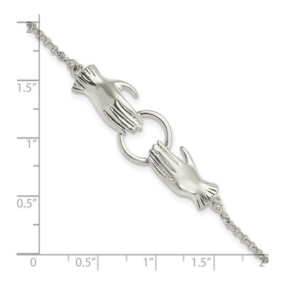 Sterling Silver Hands Holding Bracelet – view 2