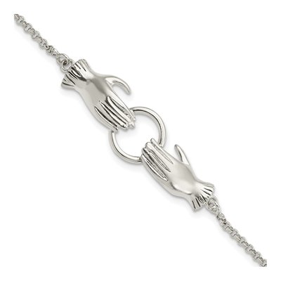 Sterling Silver Hands Holding Bracelet