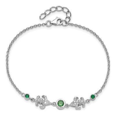 Sterling Silver CZ Fleur de Lis Bracelet – view 3
