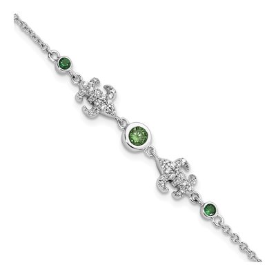 Sterling Silver CZ Fleur de Lis Bracelet