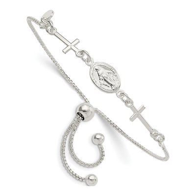 Sterling Silver Miraculous Crosses Bracelet