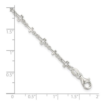 Sterling Silver 2.9mm Cross Cable Chain Bracelet – view 3