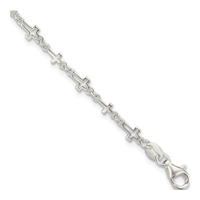 Sterling Silver 2.9mm Cross Cable Chain Bracelet