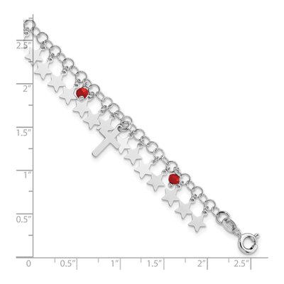 Sterling Silver Crystal Cross Star Bracelet – view 2